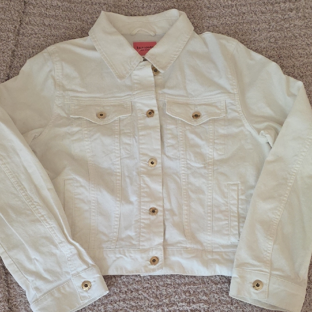 kate spade White Denim Jacket with Button Front